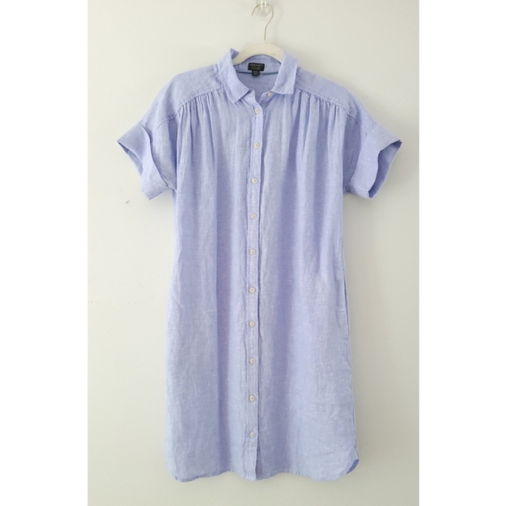 J. Crew Baird McNutt Irish linen shirtdress, blue, xxs